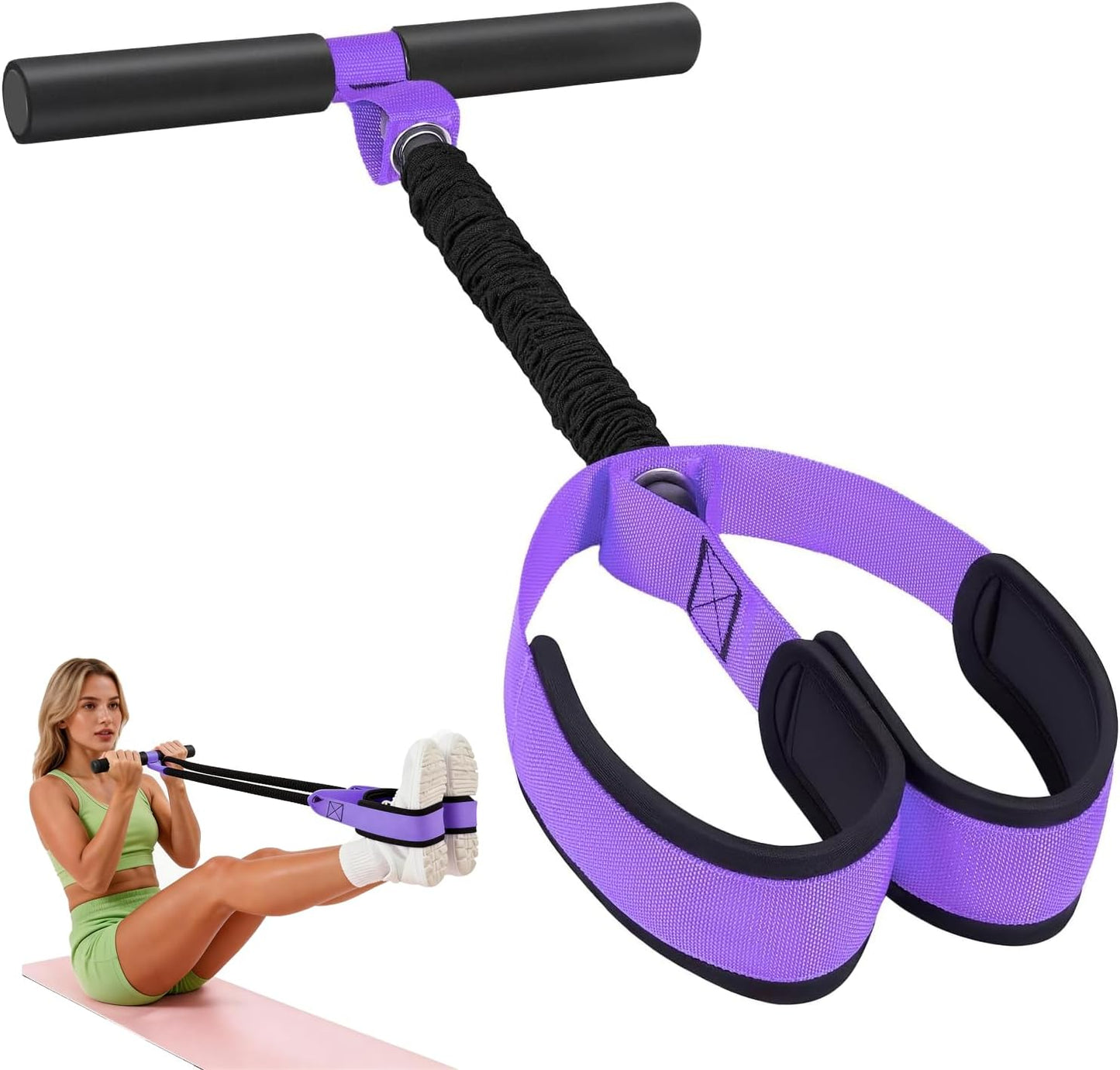 Upgraded Pedal Resistance Band with Handles - Thickened Latex Tubes & Non-Slip Foot Pedal, Exercise Equipment for Core, Legs, Arms, Abs | Home Gym Strength Training