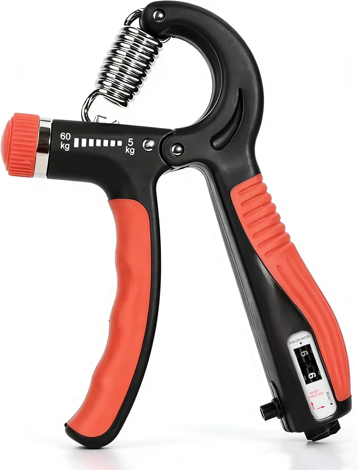 Adjustable Hand Gripper with Smart Counter, 5-60kg Resistance Grip Strength Trainer for Sports and Fitness