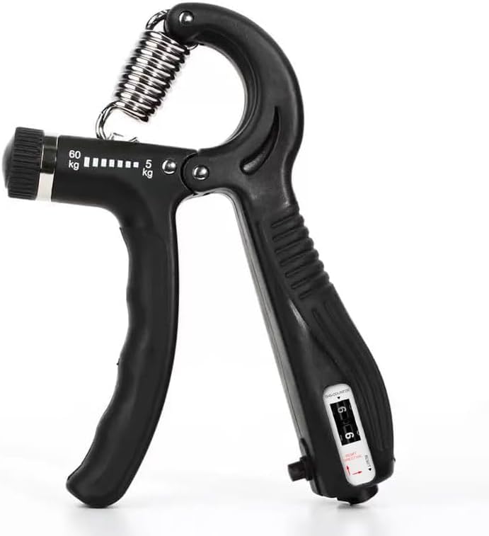 Adjustable Hand Gripper with Smart Counter, 5-60kg Resistance Grip Strength Trainer for Sports and Fitness