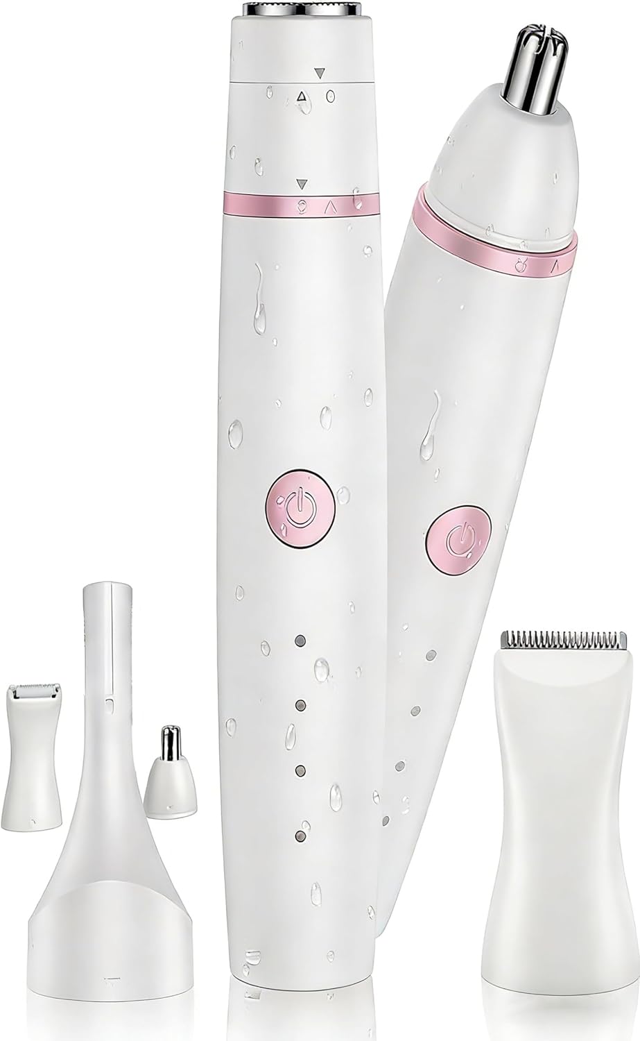 4-in-1 Women's Facial Hair Remover and Bikini Trimmer with Eyebrow Razor, Nose Ear Trimmer, USB C Fast Charging, 4-Level Battery Indicator - Compact Travel Friendly Easy Clean for Face Body