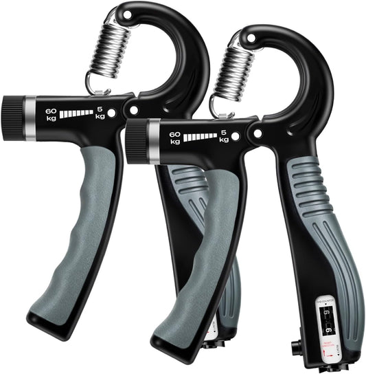 Grip Strength Trainer 2 Pack - Adjustable Resistance 10-132lbs (5-60kg) Hand & Forearm Strengthener for Athletes, Physical Therapy, Home Gym & Rehabilitation