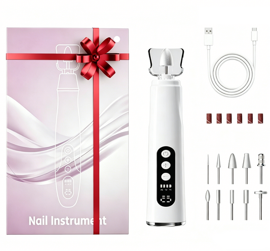 Portable Electric Nail Drill Kit – Rechargeable, 10 Speeds, LED Light & Dust Cover, 10 Bits for Acrylic/Gel Polish Removal, Nail Shaping & Cuticle Care