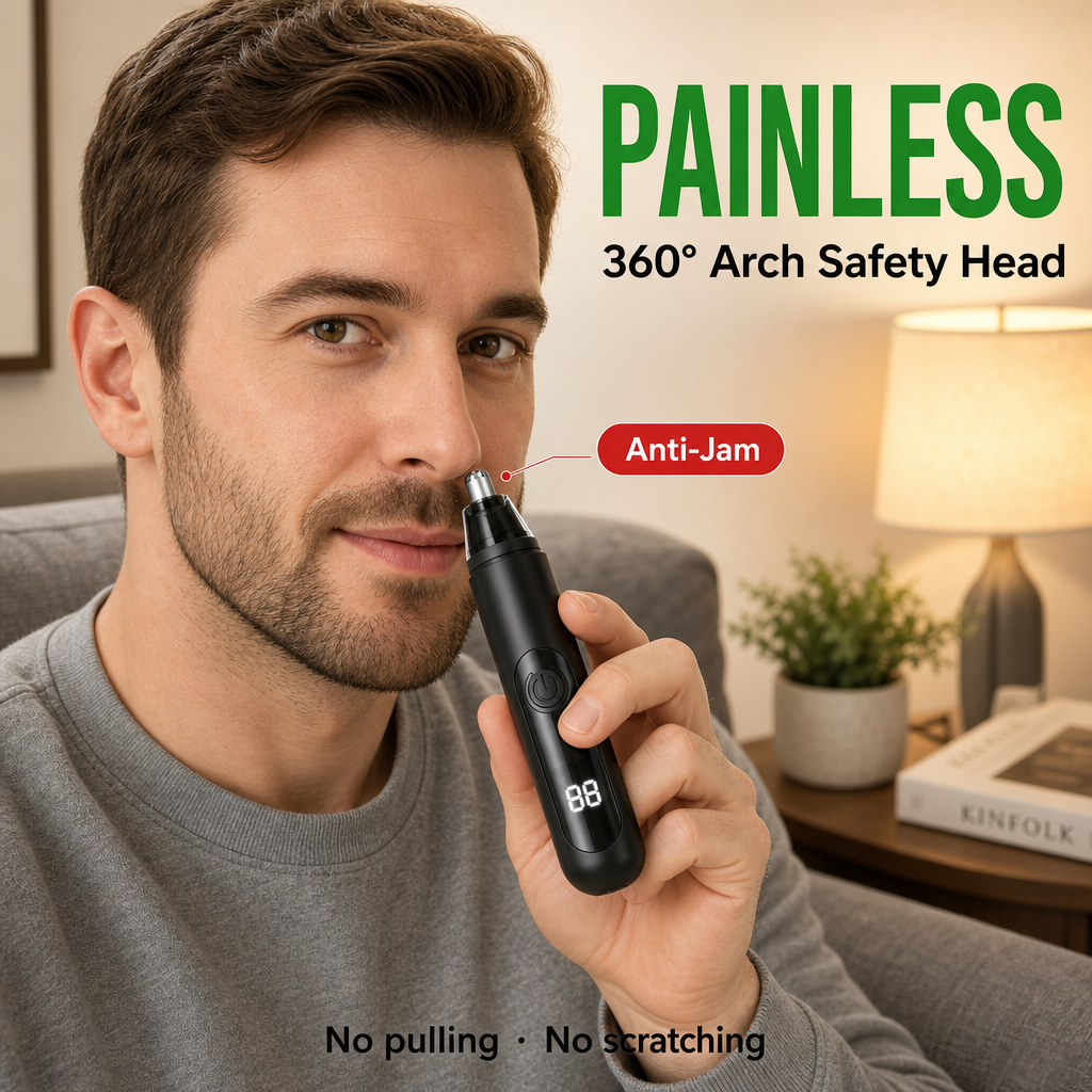 3 in 1 Nose Ear Eyebrow Trimmer for Men Women, Painless Rechargeable Nose Hair Trimmer LCD Display, USB-C Fast Charging Waterproof Quiet Anti-Jam