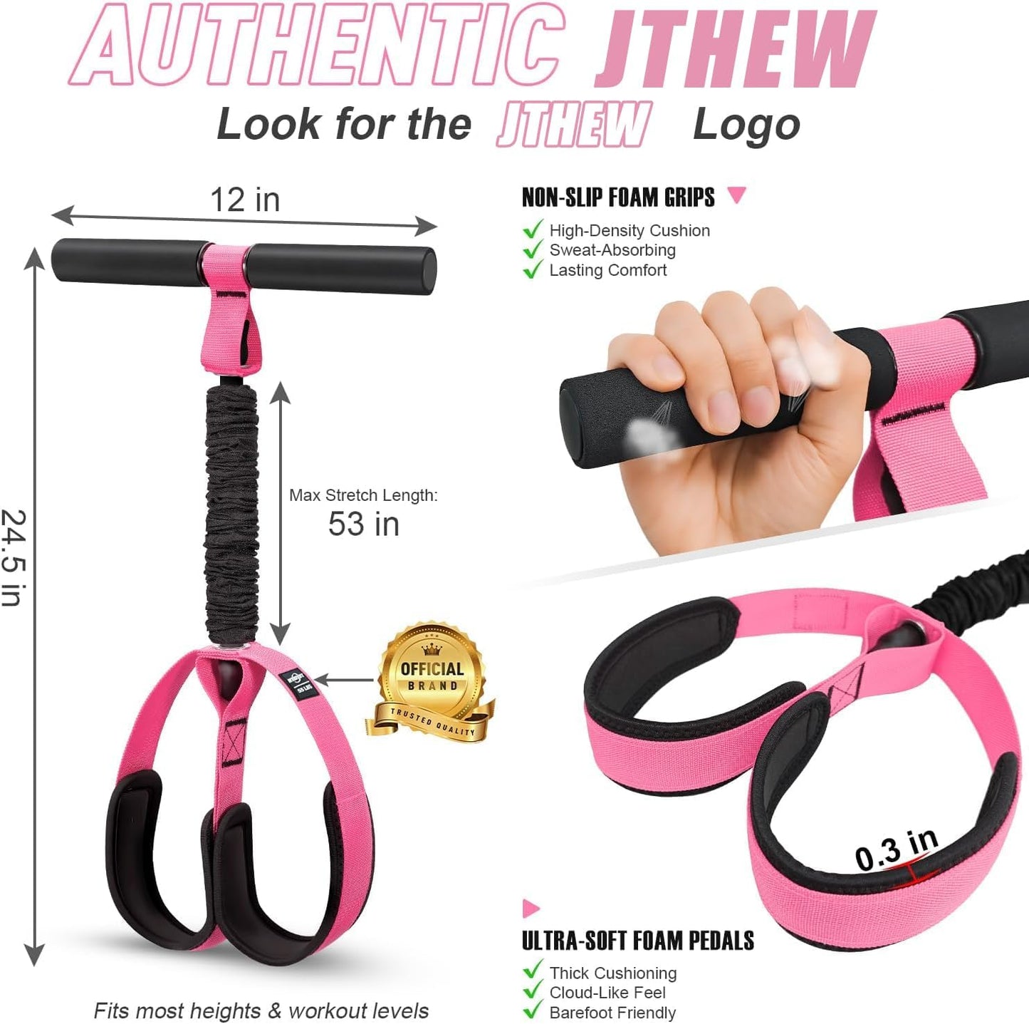 Upgraded Pedal Resistance Band with Handles - Thickened Latex Tubes & Non-Slip Foot Pedal, Exercise Equipment for Core, Legs, Arms, Abs | Home Gym Strength Training