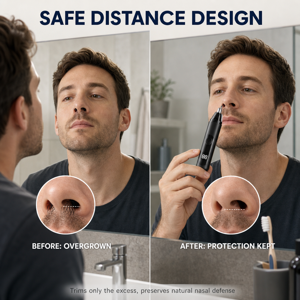 3 in 1 Nose Ear Eyebrow Trimmer for Men Women, Painless Rechargeable Nose Hair Trimmer LCD Display, USB-C Fast Charging Waterproof Quiet Anti-Jam