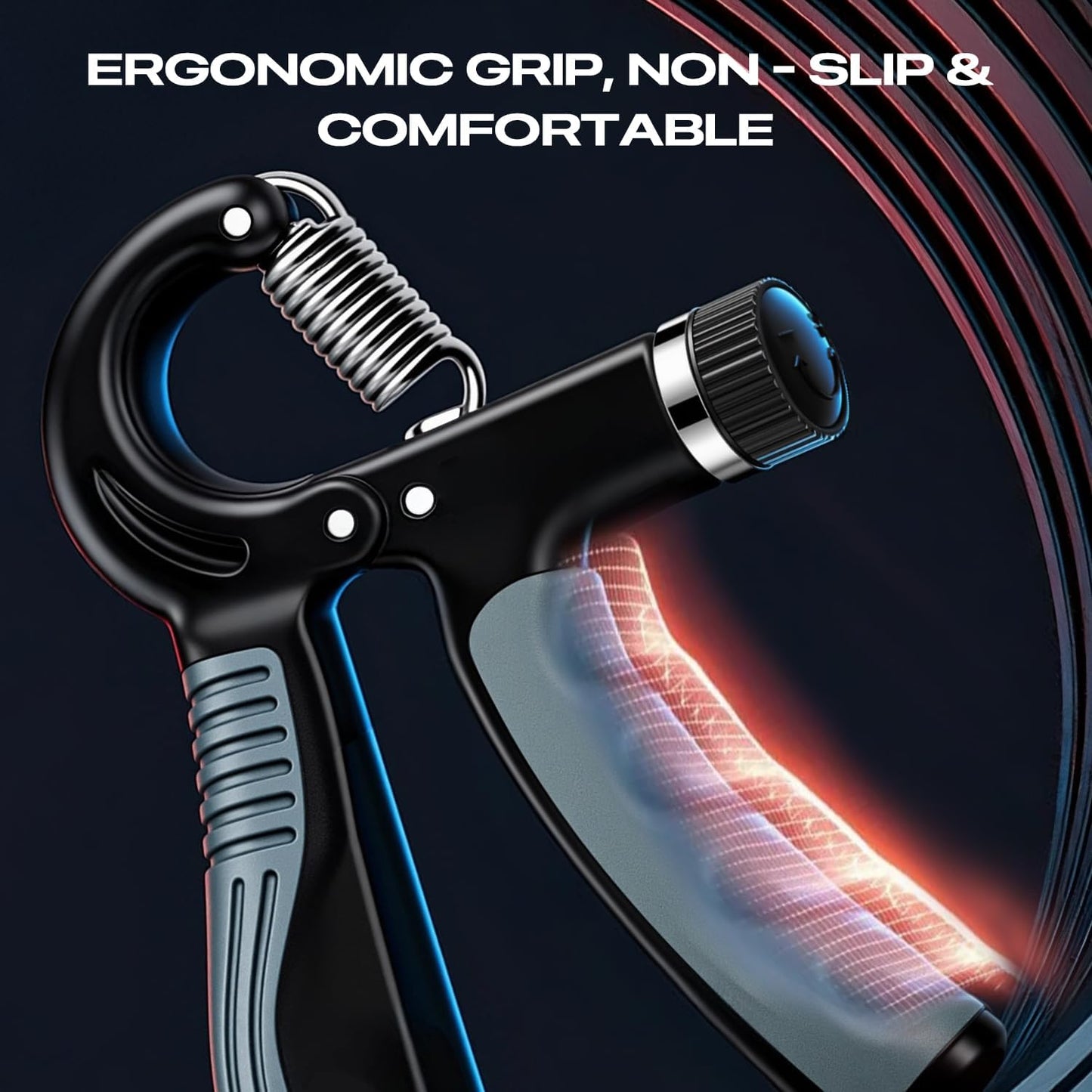 Adjustable Hand Gripper with Smart Counter, 5-60kg Resistance Grip Strength Trainer for Sports and Fitness