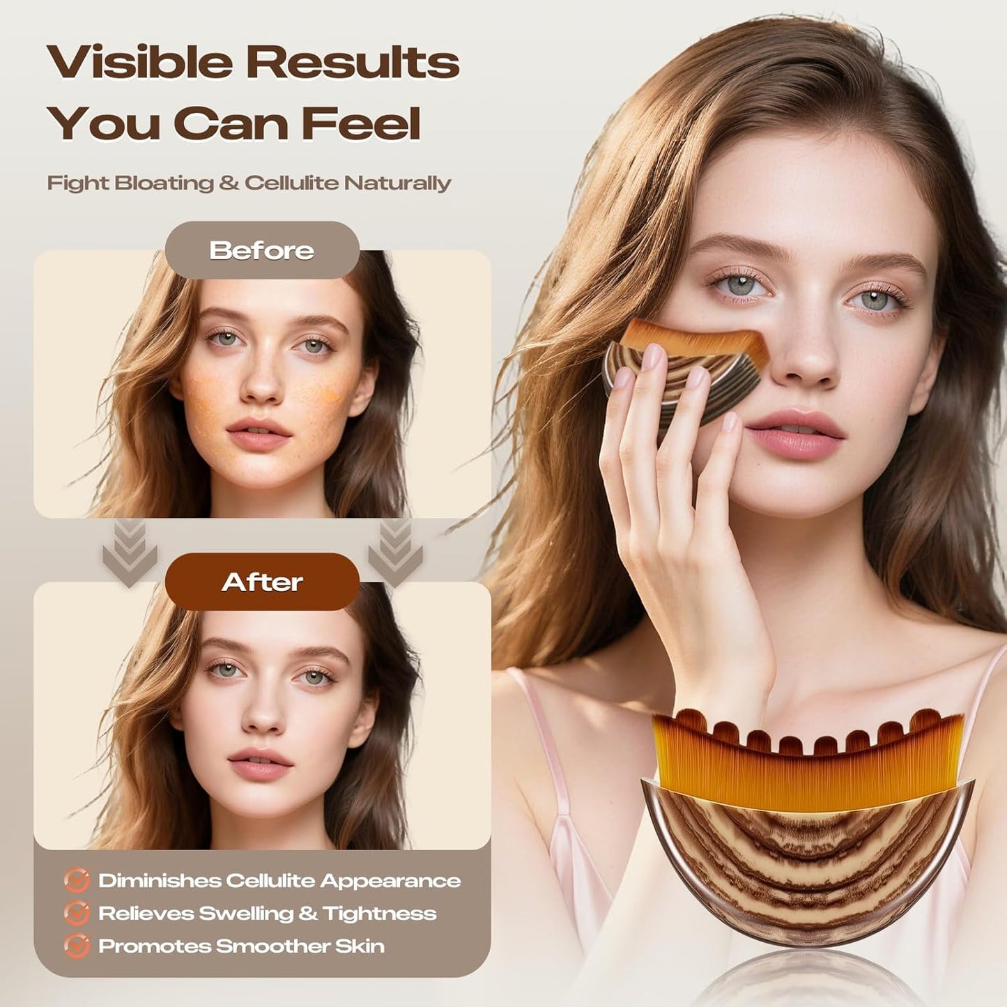 Facial Lymphatic Massage Brush - Design, Ergonomic Handle for Eye Cheek Jaw Sculpting, Anti-Fatigue, Skin Firming