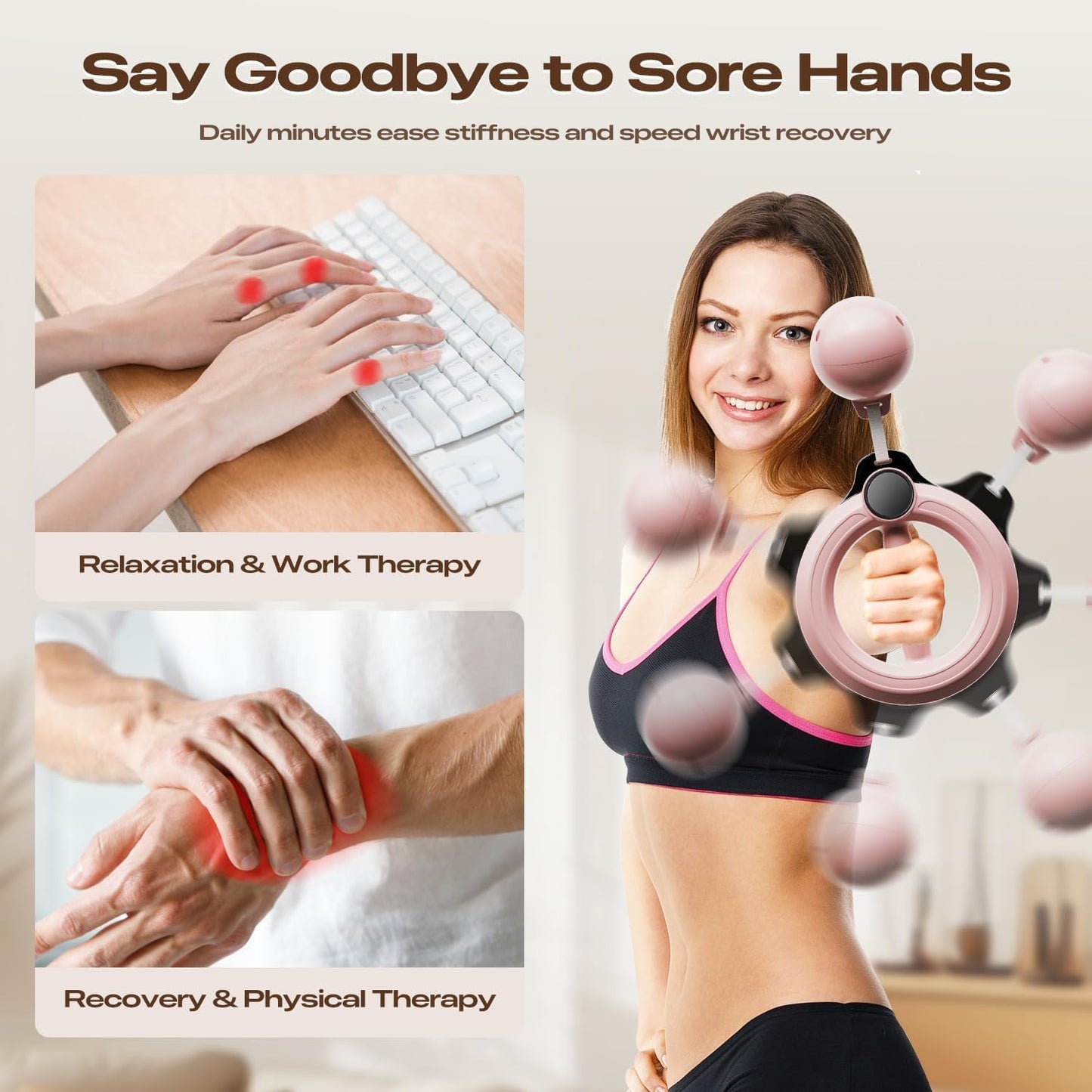 Arm Workout for Women and Men，360° Hand-Crank Forearm Trainer，Shoulders and Arm Muscle Training Fitness Equipment，Chest Trainer and Forearm Exerciser，Home Workout Equipment （Pink Without Counter）
