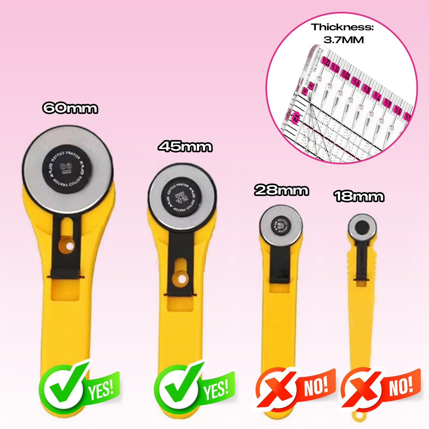 12.5x12.5 Inch Slotted Quilting Ruler with 45°/60° Multi-Angle, Non-Slip Grips & Cutting Grooves, Acrylic Sewing Ruler for Fabric Cutting and Patchwork