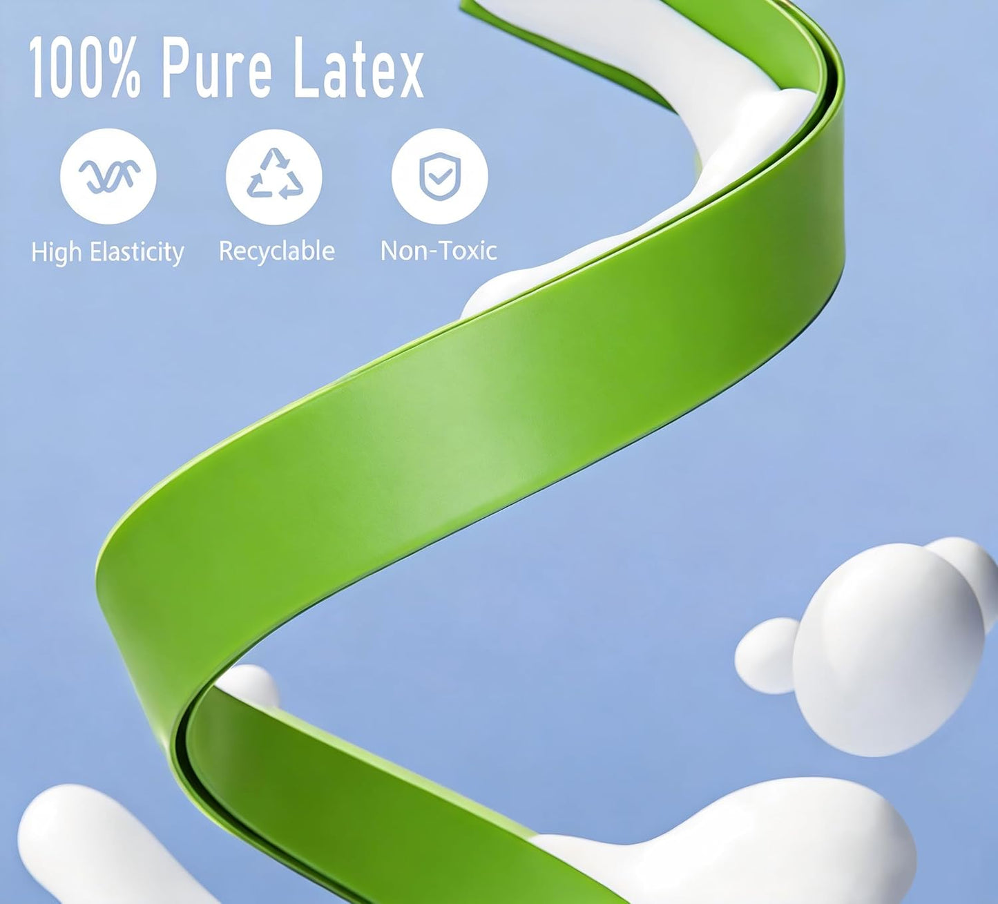 Resistance Bands Set of 5, 100% Natural Latex Skin-Friendly Exercise Loop Bands with 5 Resistance Levels for Legs, Glutes, Arms, Back - Includes Carry Bag for Home, Gym, Yoga, Pilates, Training