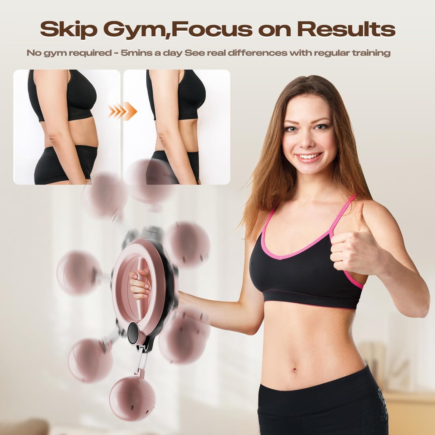 Arm Workout for Women and Men，360° Hand-Crank Forearm Trainer，Shoulders and Arm Muscle Training Fitness Equipment，Chest Trainer and Forearm Exerciser，Home Workout Equipment （Pink Without Counter）