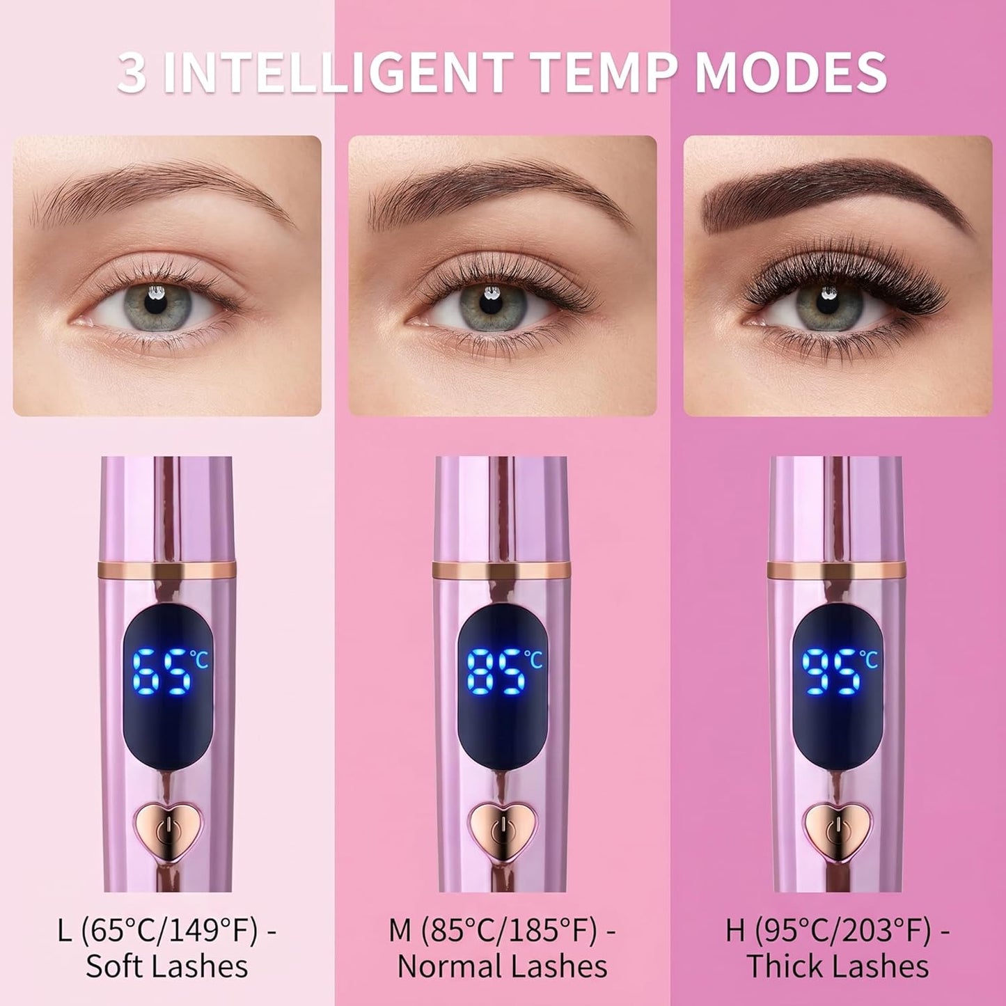 Heated Eyelash Curler- Eye Lash Curler Heat - Mini Electric Eyelash Curler with LED Display 3 Temp Settings USB Rechargeable Natural Curling 24H Long Lasting for Women