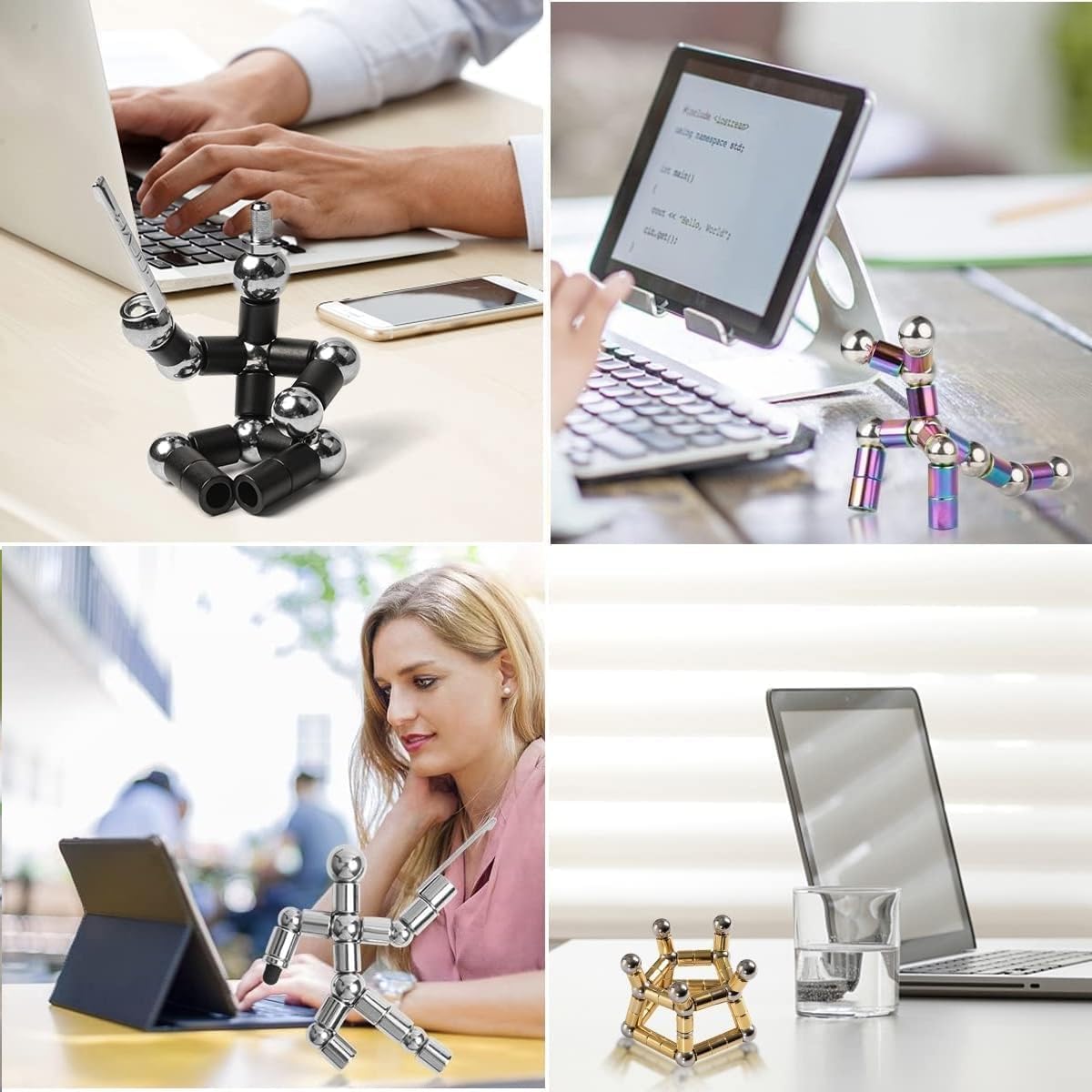 Magnetic Fidget Pen - Multifunctional Writing & Focus Tool with 2 Refills & 2 Stylus Tips, Stress Relief Gadget for Adults (Colorful)
