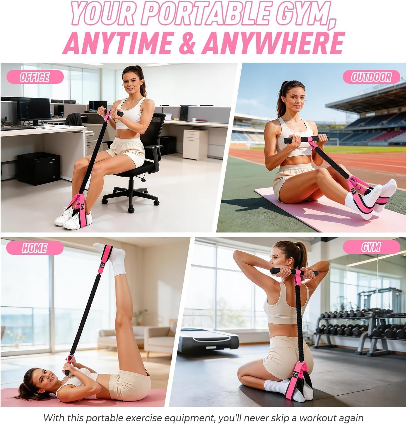 Upgraded Pedal Resistance Band with Handles - Thickened Latex Tubes & Non-Slip Foot Pedal, Exercise Equipment for Core, Legs, Arms, Abs | Home Gym Strength Training