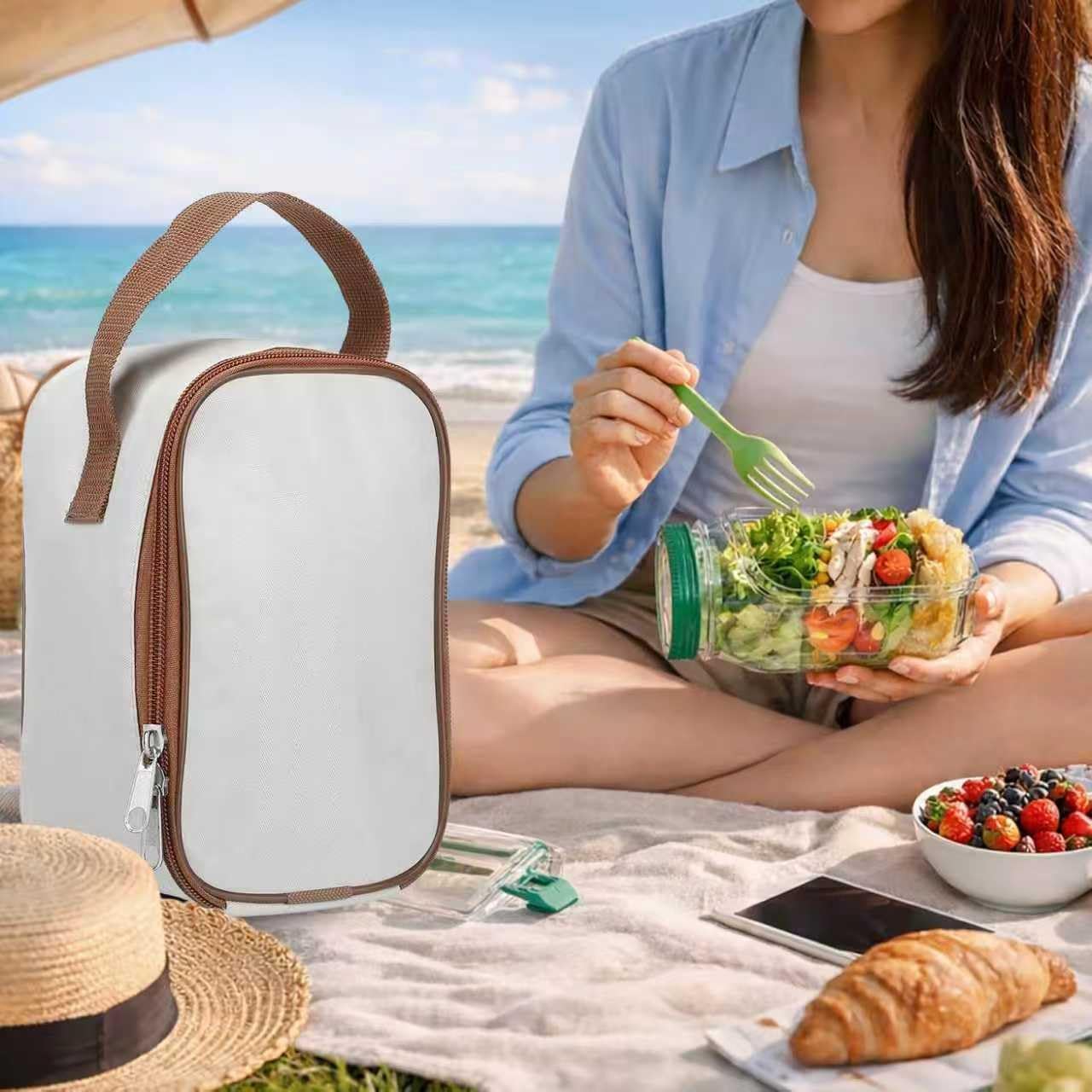 Salad Jar with Side Opening-Salad Jar Leakproof Salad Container with Dressing Cup & Lid, Lid-to-Bowl Design, Dishwasher & Freezer Safe for for Office, Gym, Travel, Picnic(7.5"x3.9"x3.5" 1PCS)