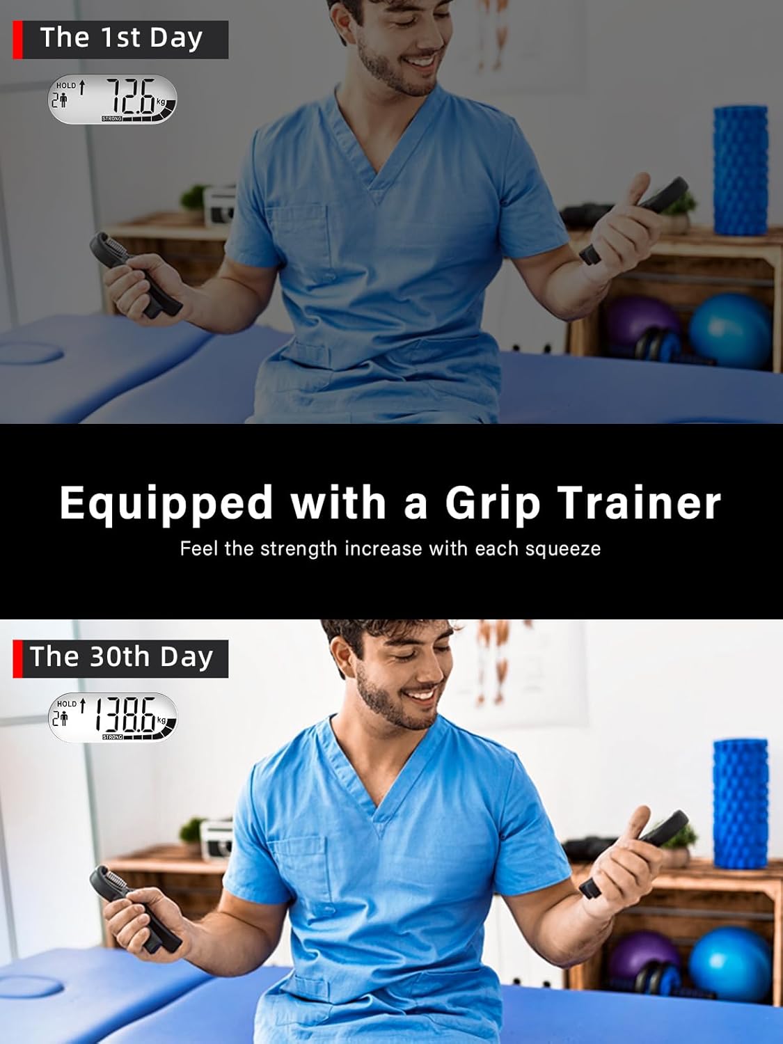 JTHEW Grip Strength Trainer - Adjustable Resistance 11-132lbs/5-60kg Hand Gripper & Forearm Strengthener Device with Smart Counter for Sports & Rehab