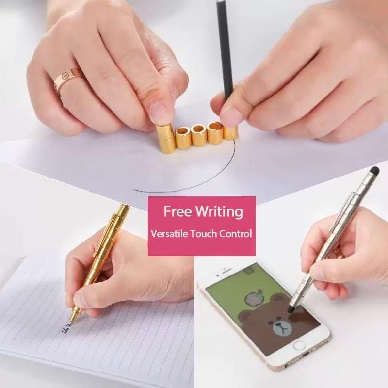 Magnetic Fidget Pen - Multifunctional Writing & Focus Tool with 2 Refills & 2 Stylus Tips, Stress Relief Gadget for Adults (Colorful)