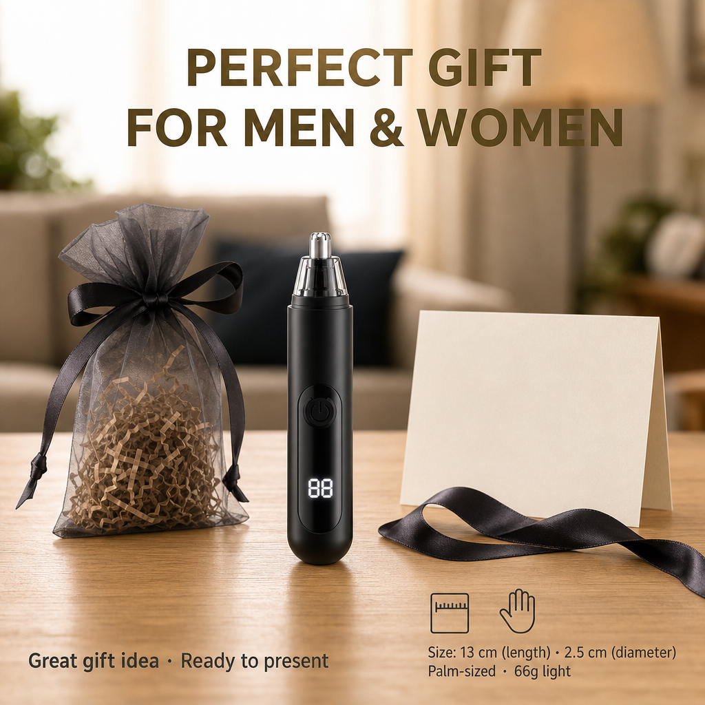 3 in 1 Nose Ear Eyebrow Trimmer for Men Women, Painless Rechargeable Nose Hair Trimmer LCD Display, USB-C Fast Charging Waterproof Quiet Anti-Jam