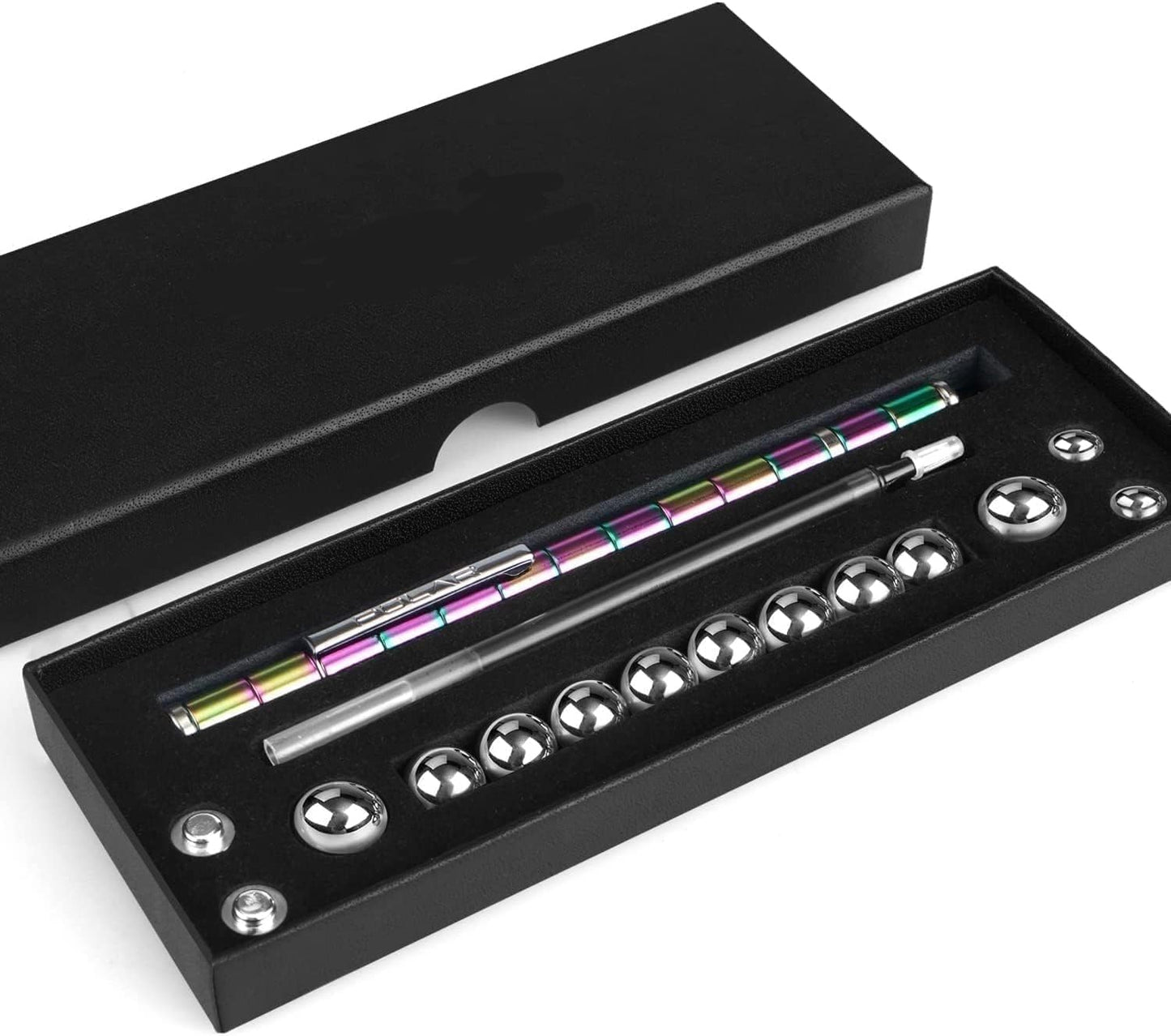 Magnetic Fidget Pen - Multifunctional Writing & Focus Tool with 2 Refills & 2 Stylus Tips, Stress Relief Gadget for Adults (Colorful)