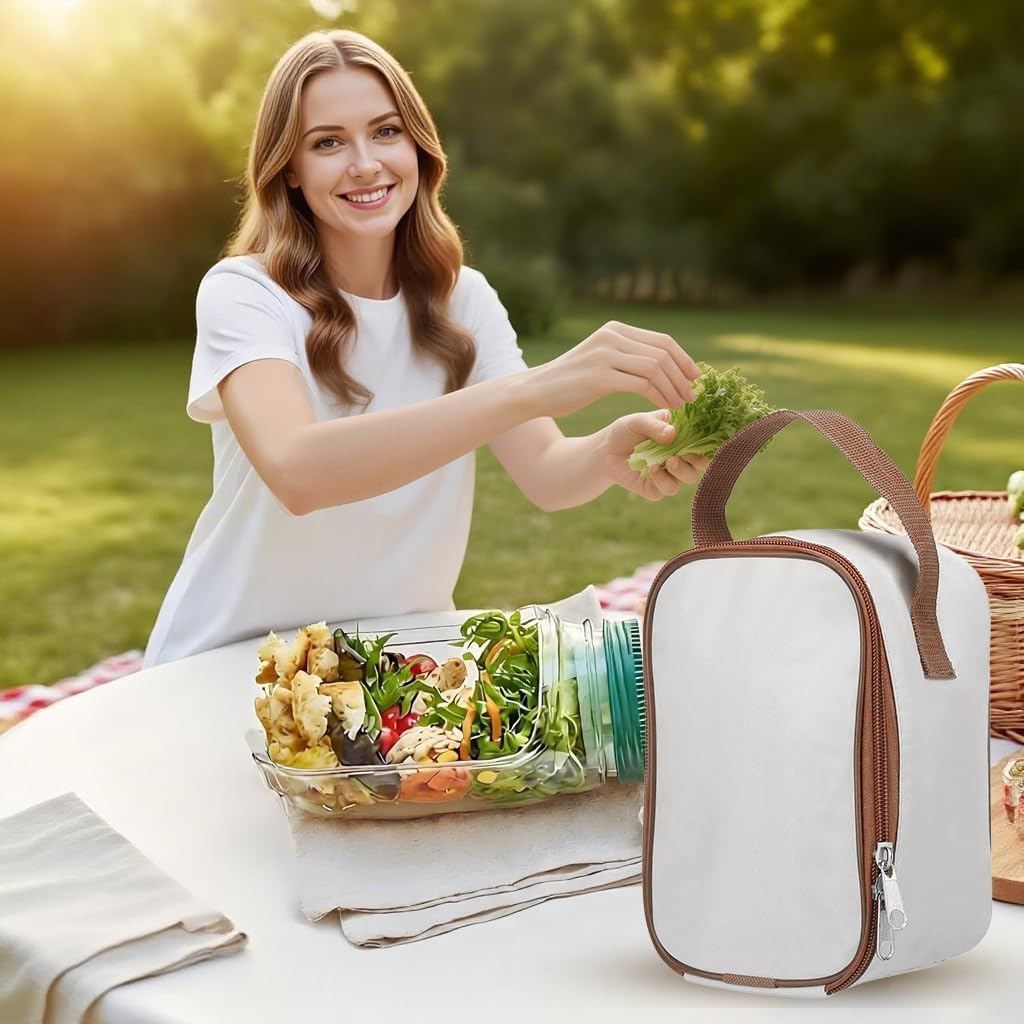 Salad Jar with Side Opening-Salad Jar Leakproof Salad Container with Dressing Cup & Lid, Lid-to-Bowl Design, Dishwasher & Freezer Safe for for Office, Gym, Travel, Picnic(7.5"x3.9"x3.5" 1PCS)